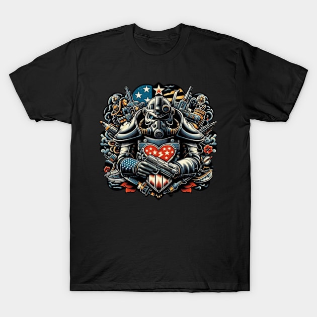 Fallout brotherhood of steel armor T-Shirt by Cute&Brave